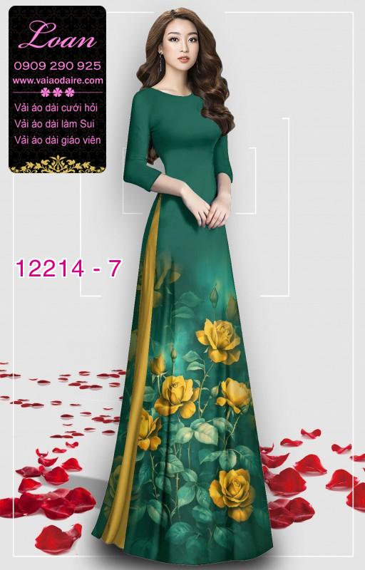 Vải áo dài hoa hồng in hoa 3D