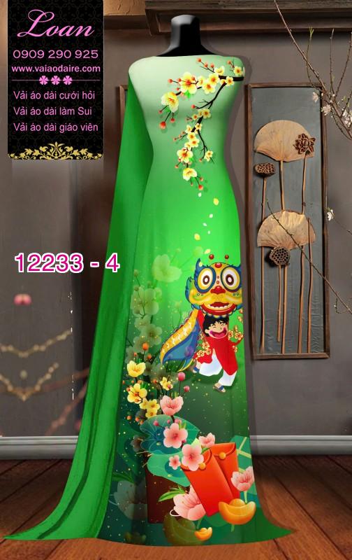 Vải áo dài tết in hoa 3D