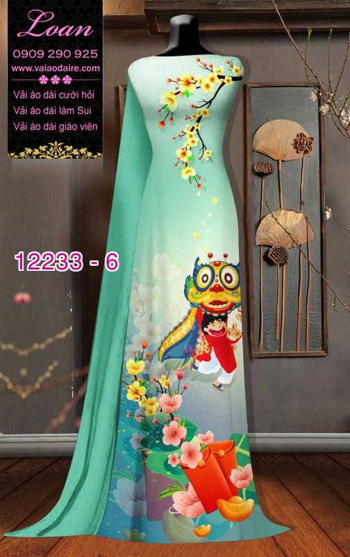 Vải áo dài tết in hoa 3D