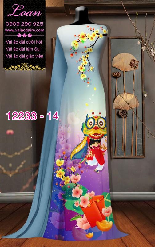 Vải áo dài tết in hoa 3D