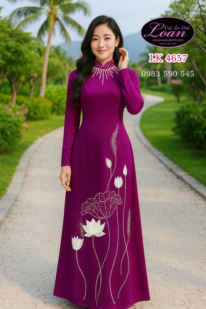 Vải áo dài kết pha lê cao cấp