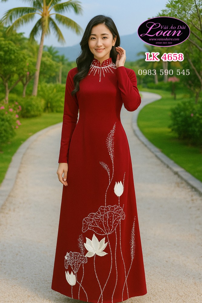 Vải áo dài kết pha lê cao cấp