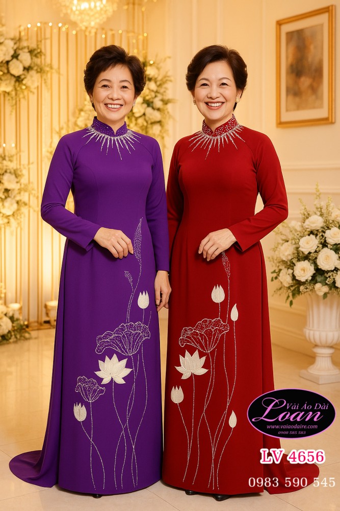 Vải áo dài kết pha lê cao cấp