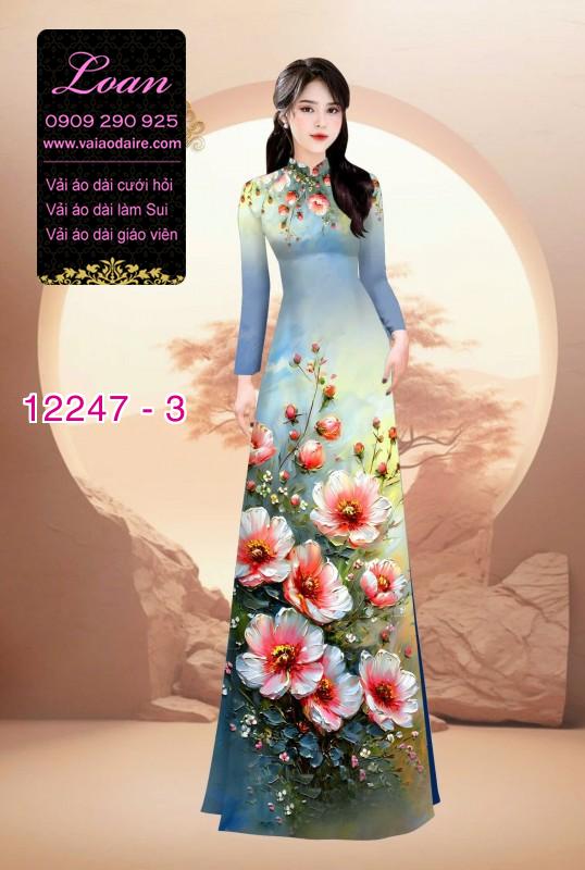 Vải áo dài hoa in 3D