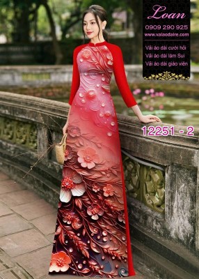 Vải áo dài hoa in 3D-44693