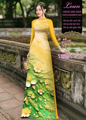 Vải áo dài hoa in 3D-44693