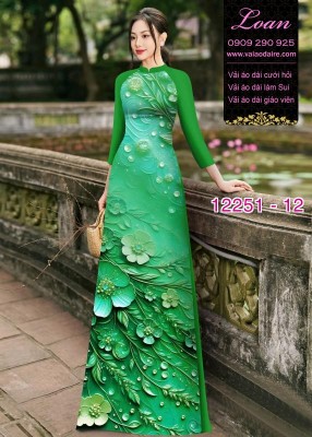 Vải áo dài hoa in 3D-44693