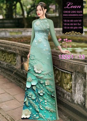 Vải áo dài hoa in 3D-44693