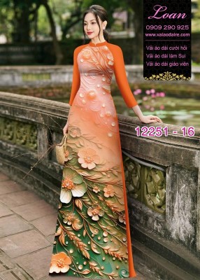 Vải áo dài hoa in 3D-44693