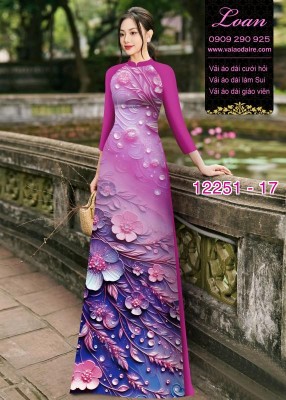 Vải áo dài hoa in 3D-44693