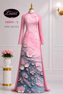 Vải áo dài hoa in 3D-44693