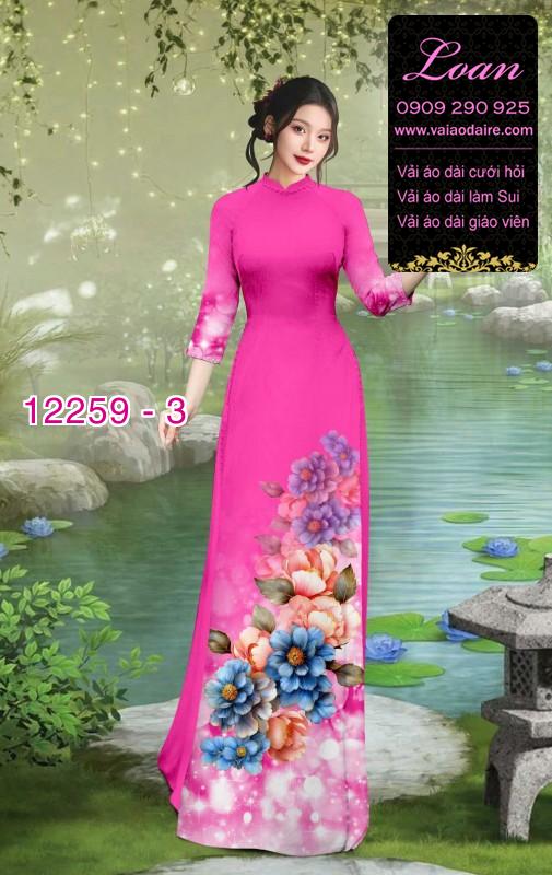 Vải áo dài hoa in 3D
