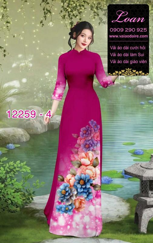 Vải áo dài hoa in 3D