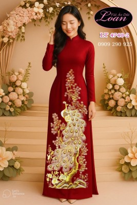 Vải áo dài thêu chim công-ATK 12283
