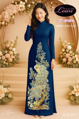 Vải áo dài thêu chim công-ATK 12283