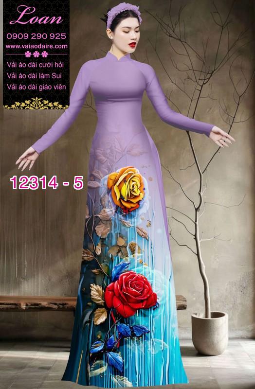 Vải áo dài hoa hồng in 3D Vải áo dài hoa hồng in 3D