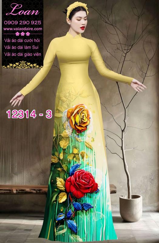 Vải áo dài hoa hồng in 3D Vải áo dài hoa hồng in 3D