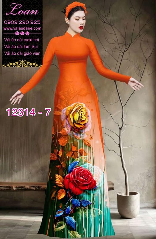 Vải áo dài hoa hồng in 3D Vải áo dài hoa hồng in 3D