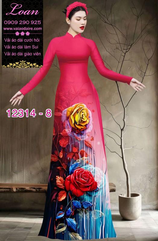 Vải áo dài hoa hồng in 3D Vải áo dài hoa hồng in 3D