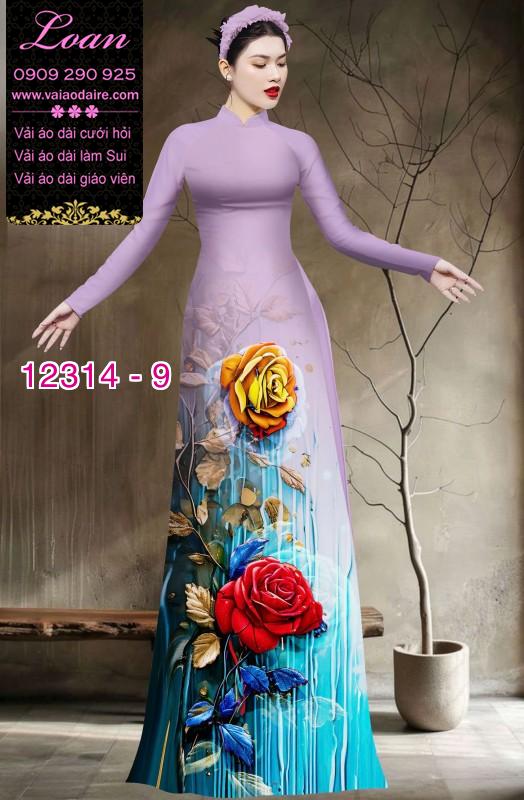 Vải áo dài hoa hồng in 3D Vải áo dài hoa hồng in 3D