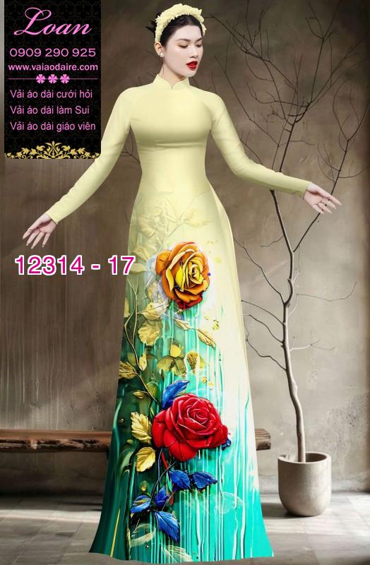 Vải áo dài hoa hồng in 3D Vải áo dài hoa hồng in 3D