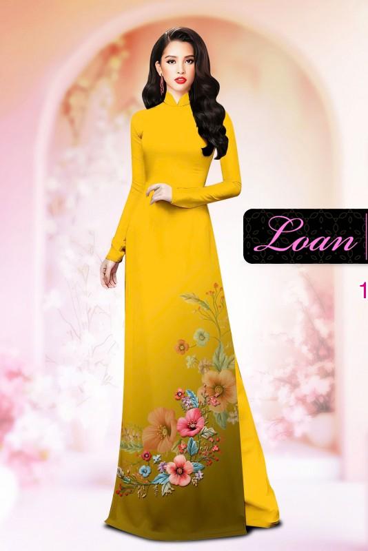 Vải áo dài hoa in 3D