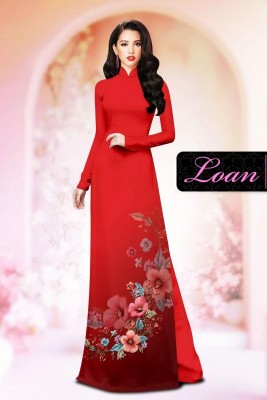 Vải áo dài hoa in 3D-DT 12348