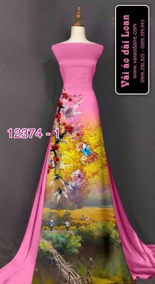 Vải áo dài phong cảnh in 3D-DT 12374