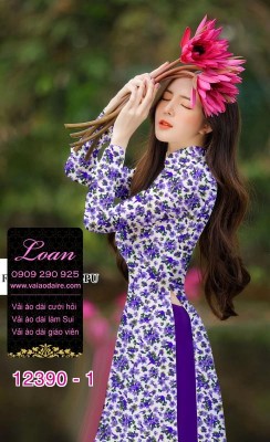 Vải áo dài hoa nhí-DT 12390
