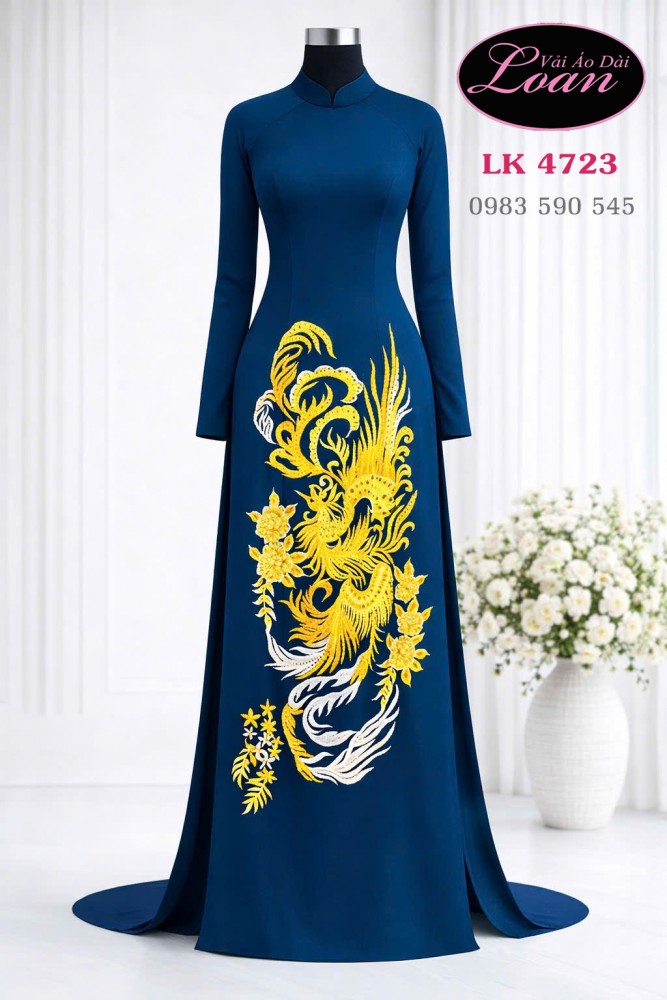 Vải áo dài thêu kết pha lê
