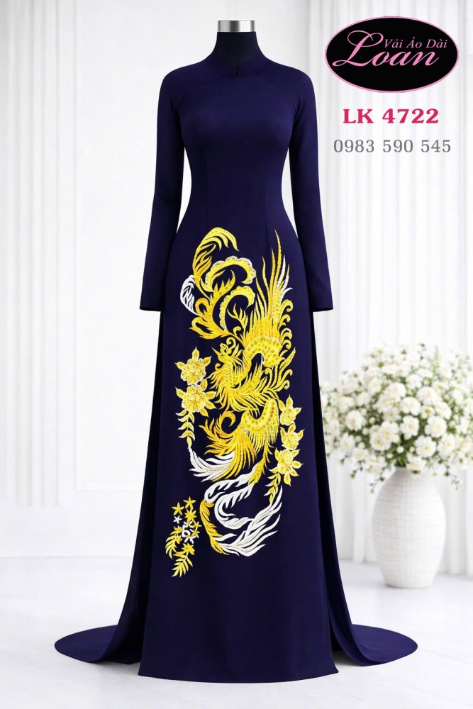 Vải áo dài thêu kết pha lê