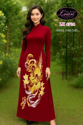 Vải áo dài thêu kết pha lê-ATK 12400