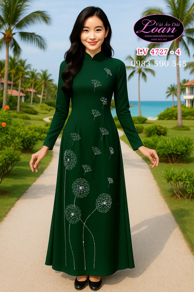 Vải áo dài kết hoa bồ công anh Vải áo dài kết hoa bồ công anh