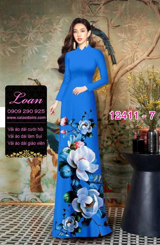 Vải áo dài hoa in 3D