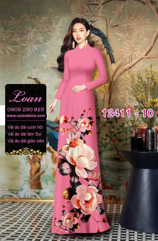 Vải áo dài hoa in 3D