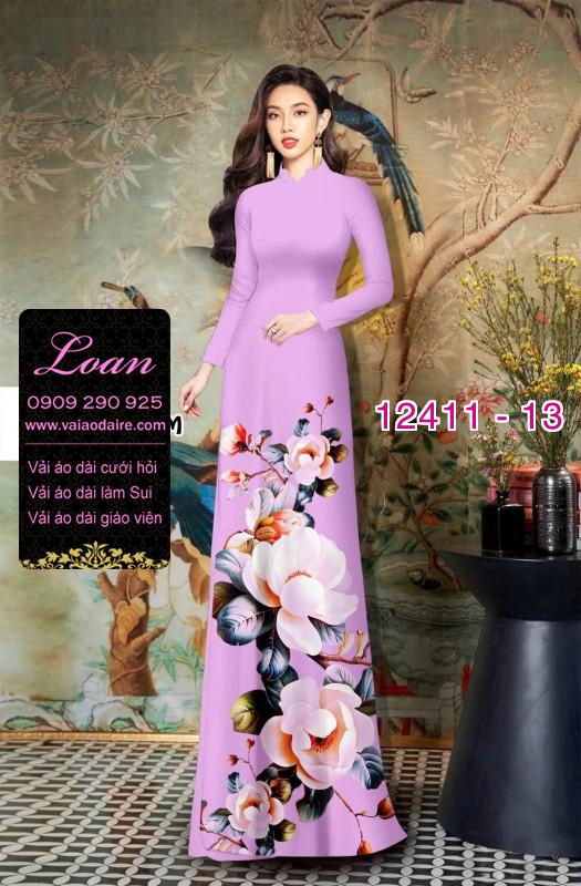 Vải áo dài hoa in 3D