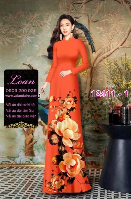 Vải áo dài hoa in 3D-DT 12411