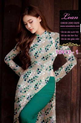 Vải áo dài hoa in 3D-DT 12413