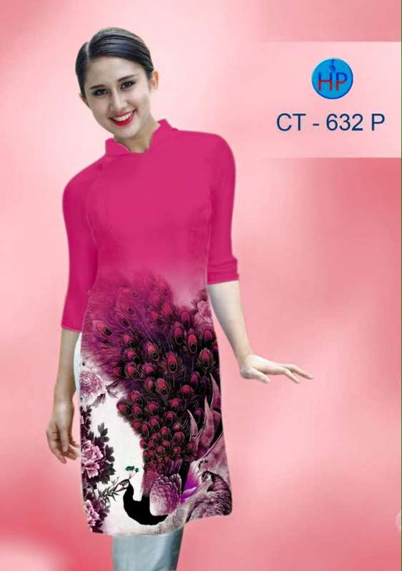 Vải áo dài cách tân chim Công Vải áo dài cách tân chim Công