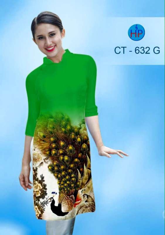 Vải áo dài cách tân chim Công Vải áo dài cách tân chim Công