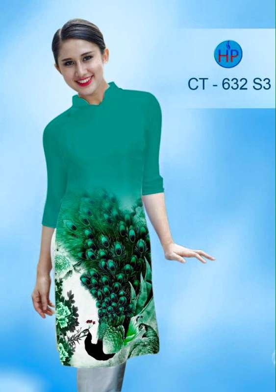 Vải áo dài cách tân chim Công Vải áo dài cách tân chim Công