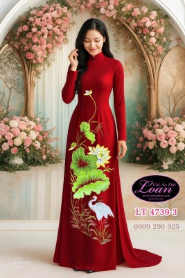 Vải áo dài thêu hoa sen-ATK 12423