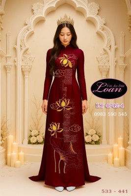 Vải áo dài kết hoa sen-ADK 12427
