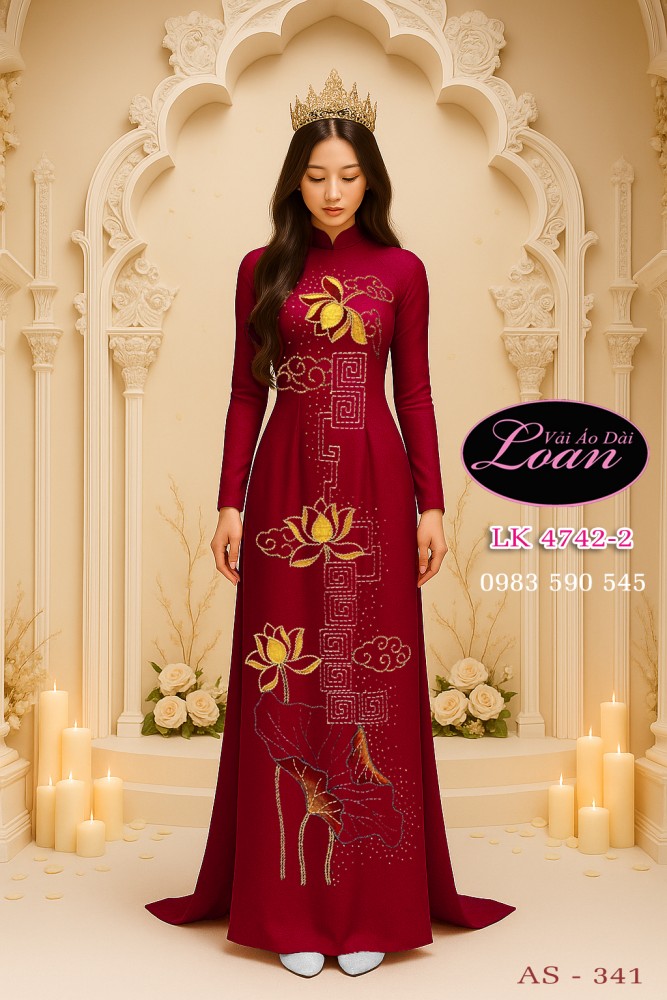 Vải áo dài kết hoa sen-ADK12428
