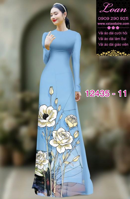 Vải áo dài hoa văn in 3D