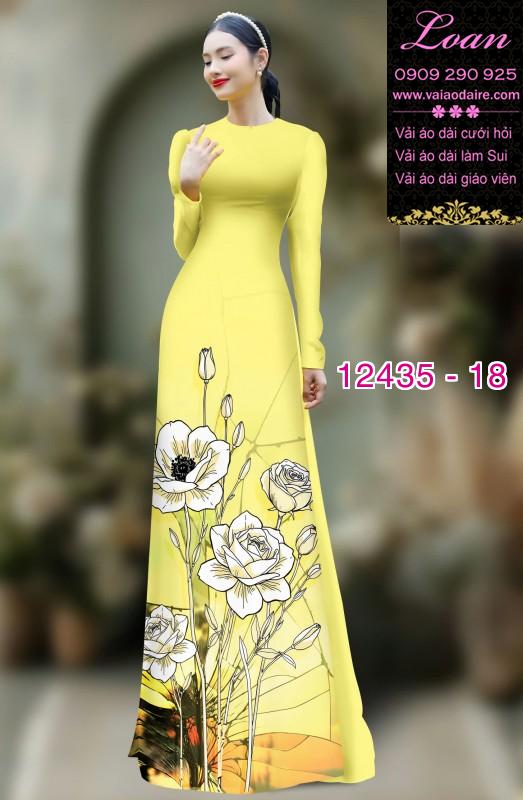 Vải áo dài hoa văn in 3D