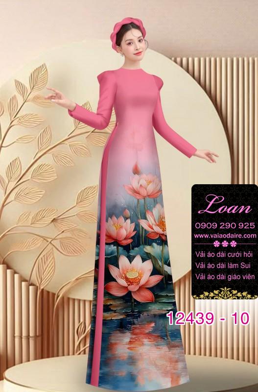 Vải áo dài hoa sen in 3D