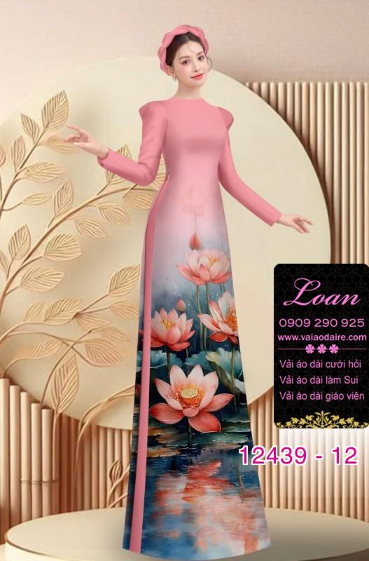 Vải áo dài hoa sen in 3D