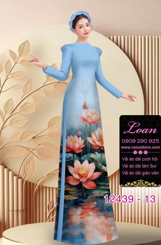 Vải áo dài hoa sen in 3D