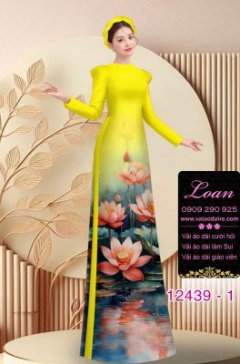 Vải áo dài hoa sen in 3D-DT 12439
